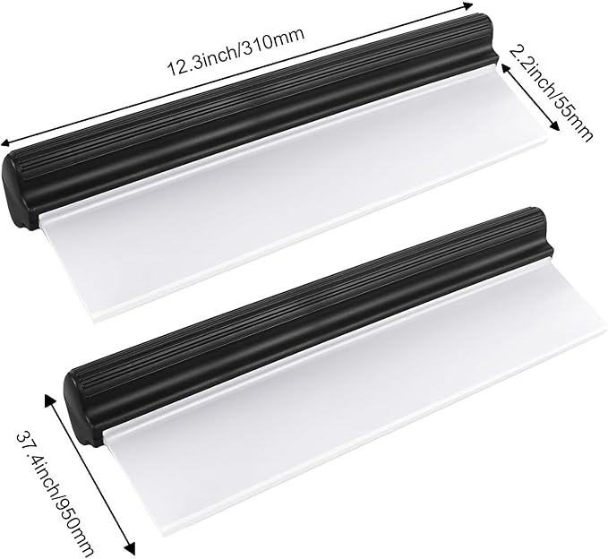 2pack 12inch Car Drying Squeegee Water Blade Universal Quick Drying Squeegee Wiper Flexible T-Bar Water Blade Silicone Squeegee for Car,Glass,Windshield,Bathroom Black Handle