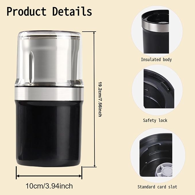 Voltix Electric Multi-Use Cup Grinder, Large Capacity Stainless Steel, Portable Electric Coffee Grinder & Spice Grinder for Home Kitchen, One Touch Coffee Mill for Beans, Spices (Straight Blade)