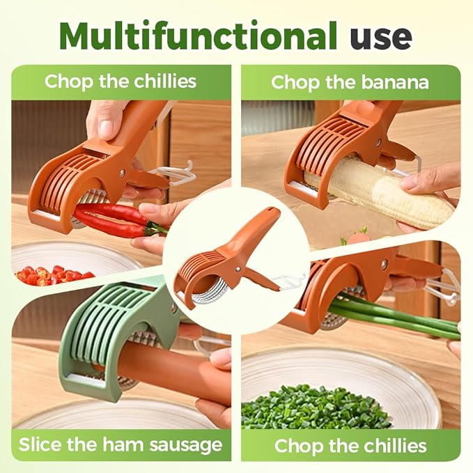 Multifunctional Banana Slicer and Vegetable Cutter, Stainless Steel Slicer Cutter with ABS Handle, for Even Slicing Banana, Carrot, Sausage, Ideal Cutter Tools for Fruit Salad and Kitchen (Orange)