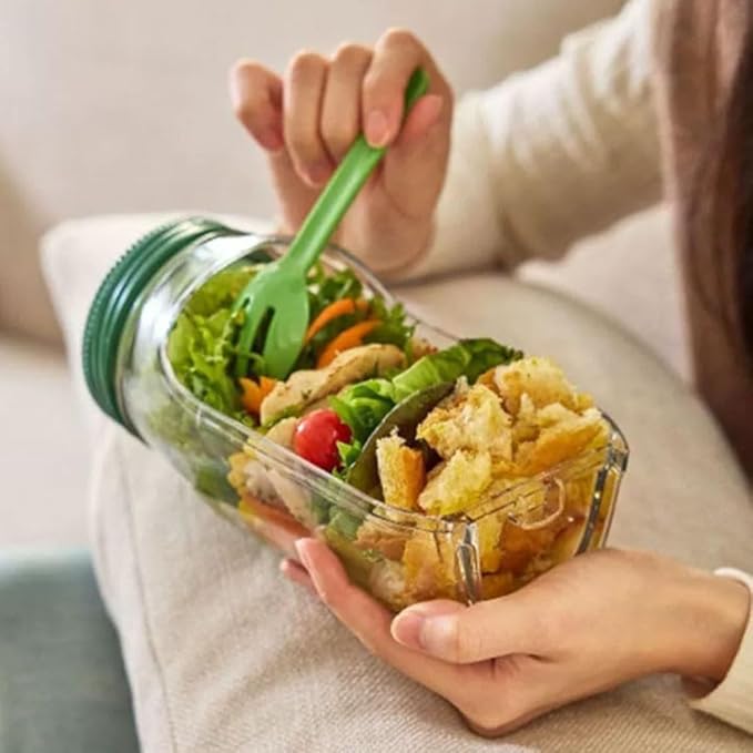 The Original Salad Pod,Original Mason Jar Side Open, Mason Jar, Jars With Lids Meal Prep,Suitable for Home, Outdoor and Travel (Salad Pod (2pcs))