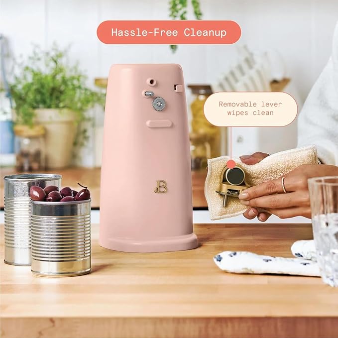 Beautiful Automatic Can Opener Kit, Hands-Free Electric Opener with Safety Auto-Stop & Magnetic Lid Catcher, Special Edition(Rose)