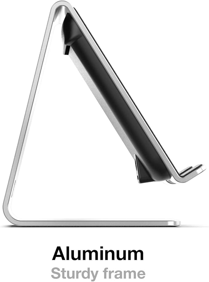 Encased PowerStand Wireless Charging Stand with Dimmable LED Backlights - Desktop Charger for iPhone, Android and Galaxy Phone Models (Aluminum Silver)