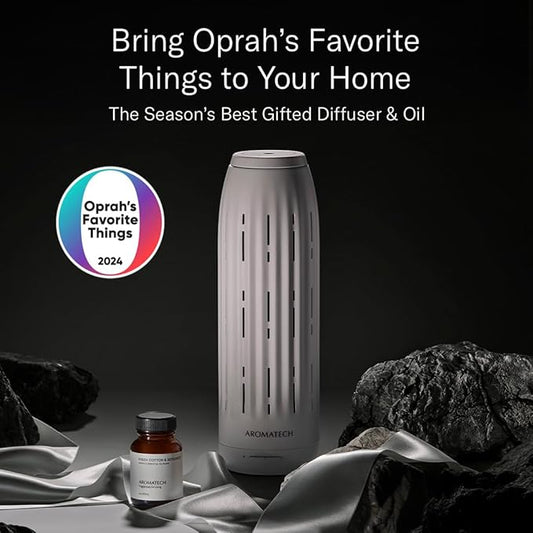 AromaTech Ambience Scent Diffuser for Essential Oil Blends & Fragrances – Waterless Scent Machine w/Bluetooth for Home, Bathroom Boutiques, Hotel, Spa – Charcoal with 60 ml Oil