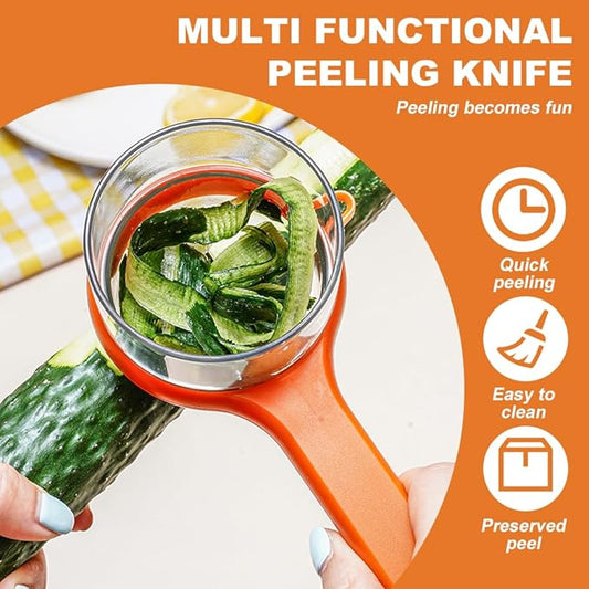2026 Upgrade Kitchen Special Fruit Peeler with Box Storage, Double-Sided Stainless Steel Veggie Peeler, Fruit And Vegetable Peeler With Container for Home Kitchen Fruit Peeling Supplies (Orange)