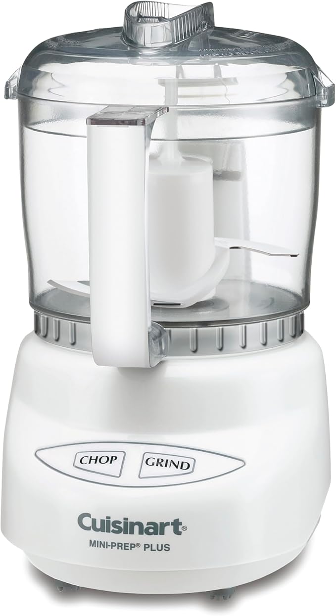 Cuisinart Mini-Prep Plus Food Processor, 24-Ounce Mini Food Processor to Chop Herbs, Vegetables, and Hard Cheese, 24-Ounce Work Bowl, Reversible Stainless Steel Blade, DLC-2A, White