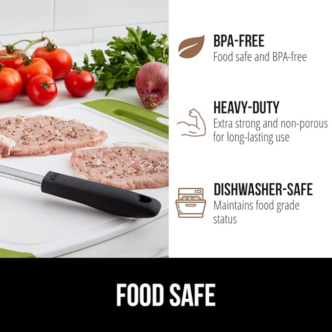 GORILLA GRIP BPA-Free Reversible Kitchen Cutting Board Set of 3 US Designed, Nonporous, Juice Grooves Catch Liquid, Slip Resistant Border, Dishwasher Safe Large Food Chopping Boards, Lime Orange Lemon