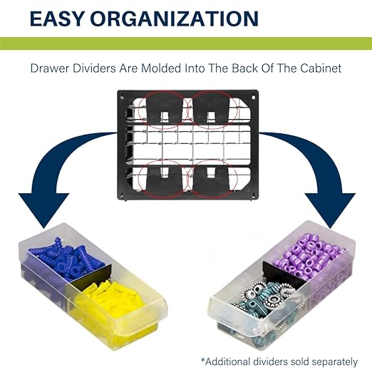 Akro-Mils 64-Drawer Plastic Drawer Storage Cabinet for Garage Organization, Bead Organizer, Building Bricks Storage, Teacher Toolbox, Makeup Organizer, 20-Inch W x 6-Inch D x 16-Inch H, 10164 Yellow