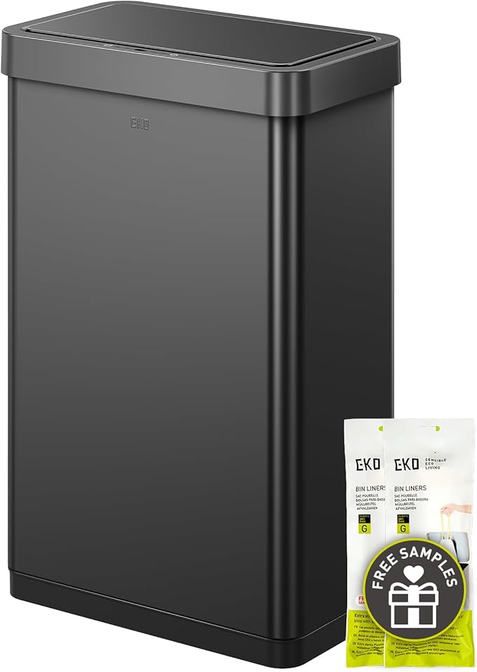 EKO Mirage X 80 Liter / 21.1 Gallons Motion Sensor Trash Can, Automatic Large Kitchen Trash Can Touchless, Stainless Steel, Matte Black