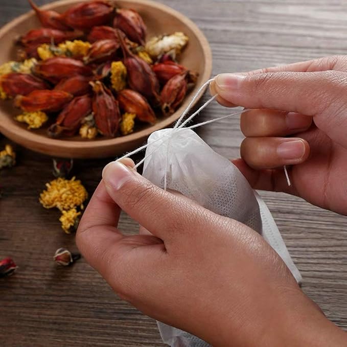 TamBee 100Pcs 5.9" x 7.87" Disposable Drawstring Tea infusers Tea Filter Bags for Loose Tea Herbs Spice Bags for Brew Tea Cold Brew Coffee( 5.9" x 7.87" /15 x 20cm) (100)