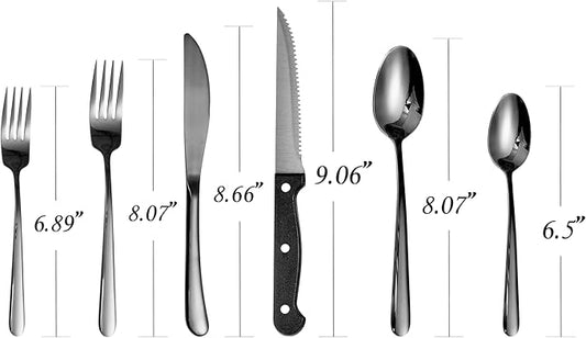 Elegant Tableware Set, 24-Piece Black Silverware Set with Steak Knives, Black Flatware Set For 4, Food-Grade Stainless Steel Set, Dishwasher Safe, Elegant Home Tableware And Dining Utensils