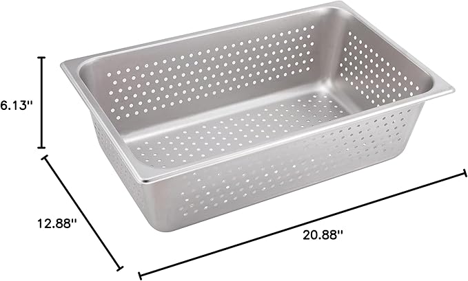 Winco Full Size 6" Deep Metal Food Pan/Steam Table Pan, Perforated, 22 Gauge