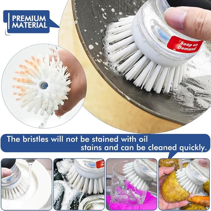 Palm Brush Refills for OXO Soap Dispensing Dish Brush - 8 Pack Cleaning Replacement Brush Head for OXO Palm Brush