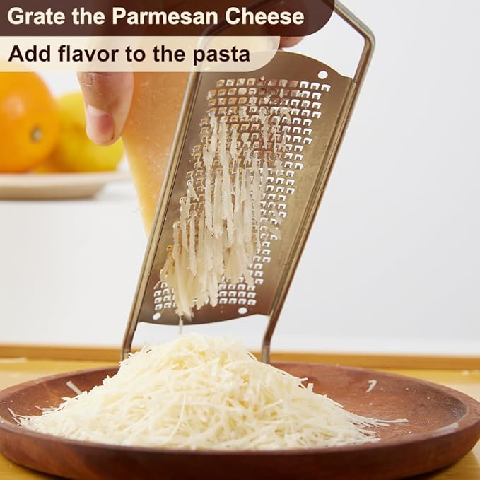 Upgraded Lemon Zester & Cheese Grater,Food Grade Stainless Steel None-Slip Handle Grater for Chocolate, Ginger and Garlic,Durable and Easy-To-Clean(Dishwasher Safe)