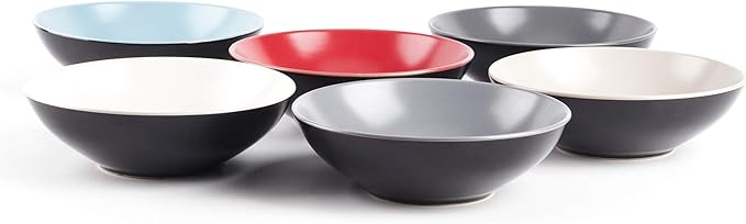 Colors Life 18pc Dinner Set,Very Cool - 6 Assorted Colors Cool Beige, Cool Grey, Light Grey, Frost Red,Turquoise and White