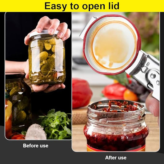 Adjustable Multifunction Bottle Cap Opener Stainless Steel Lids Off Jar Opener, 2025 Upgrade Adjustable Multifunctional Stainless Steel Can Opener Jar Opener for Weak Hands Seniors (1)