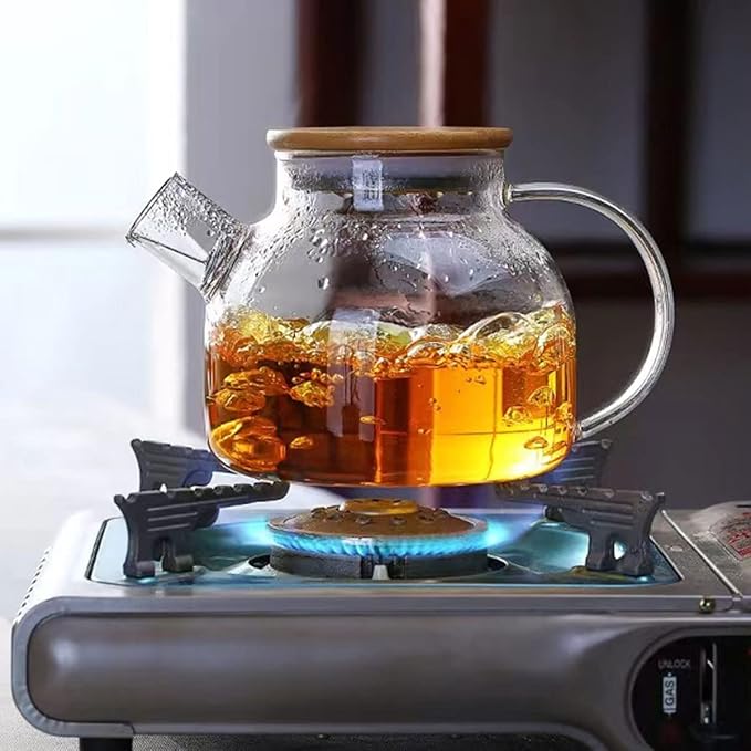 Hwagui - Glass Teapot with Infuser for Loose Tea and Blooming Tea, Heat Resistant Glass Teapot and Kettle for Stovetop, Perfect Tea Maker, 1000ml/33oz