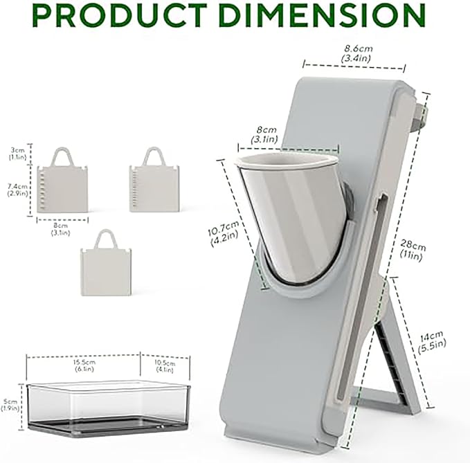 Eletronova Safe Mandoline Food Slicer, Vegetable Slicer for Kitchen, Mandoline Potato Slicer,Kitchen Food Slicer, 4in1 & Thickness Adjuster Multifunctional Chopper Vegetable Cutter for Fast Meal