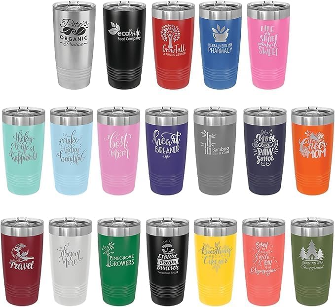 CRAZYDAISYWORLD Customized Polar Camel 20 Oz. Vacuum Insulated Ring Neck Tumbler with Slider Lid Personalized with Your Text (Light Purple)