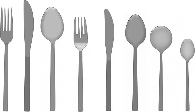 Fortessa Arezzo 18/10 Stainless Steel Flatware, Coffee/Teaspoon, 7", Set of 12, Brushed Stainless Steel