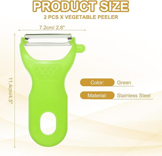 uxcell 2pcs Vegetable Peeler Set, 4.5 Inch Stainless Steel Potato Peeler for Apple Fruits Green