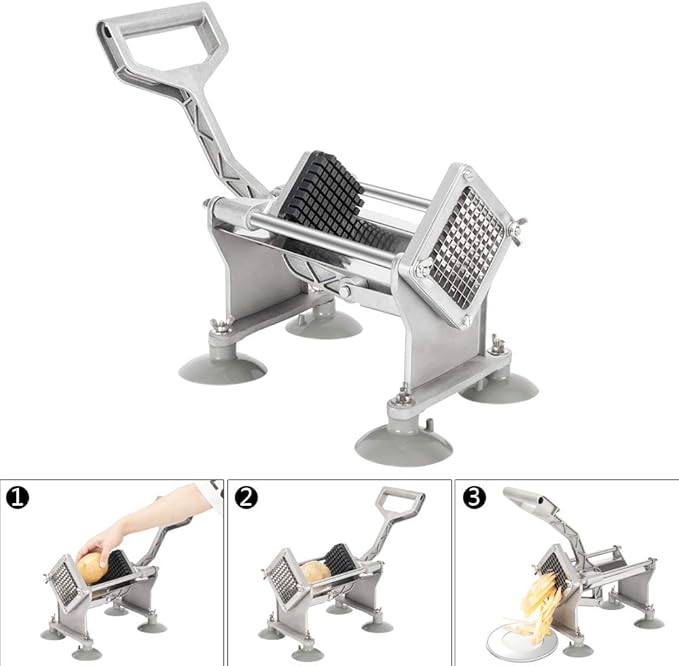 ROVSUN Commercial Vegetable Chopper French Fry Cutter Potato Slicer Fruit Chopper, Super Value Set of Suction Feet, 1/2'', 3/8'', 1/4'', 8-Wedge Blades and Pusher Blocks for Restaurant, Home & Kitchen