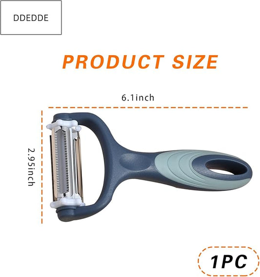3-in-1 Rotary Vegetable Peeler with 3 Blades - Multi-Function Stainless Steel Peeler & Julienne Slicer - Ergonomic Non-Slip Grip Handle for Potato, Carrot, Fruit, Tomato, Kitchen Gadgets (Blue)