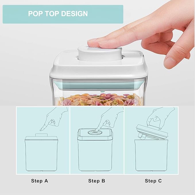 Pop Containers with Lids - Stackable Airtight Food Storage, Kitchen Pantry Storage Containers for Snacks Candy Salt Herbs Spices BPA-Free (1200ML*3)