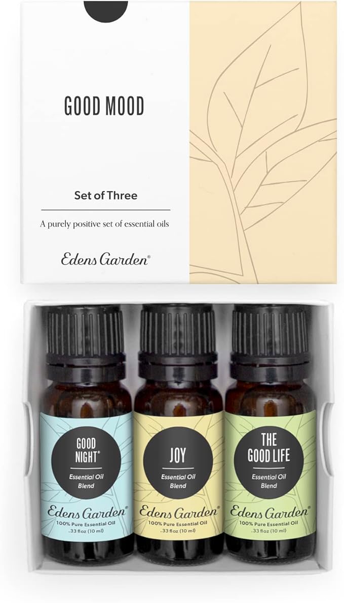 Edens Garden Good Mood Essential Oil 3 Set, Best 100% Pure Aromatherapy Uplifting Kit (for Diffusion & Therapeutic Use), 10 ml
