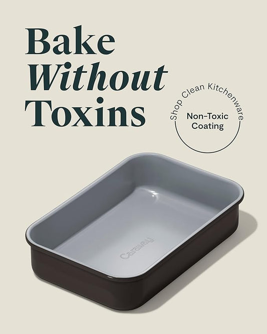 Caraway Nonstick 9β x 6.5β Small Rectangle Baking Pan β Non-Toxic, PTFE & PFOA Free β Aluminized Steel Core β Deep Ceramic Baking Pan for Casseroles, Lasagna & More - Black