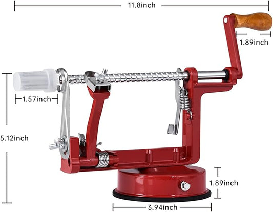 Apple Peeler, Stainless Steel Apple Corer Slicer Peeler, Durable Heavy Duty Die Cast Magnesium Alloy Apple Peeler Slicer Corer(Deepred)