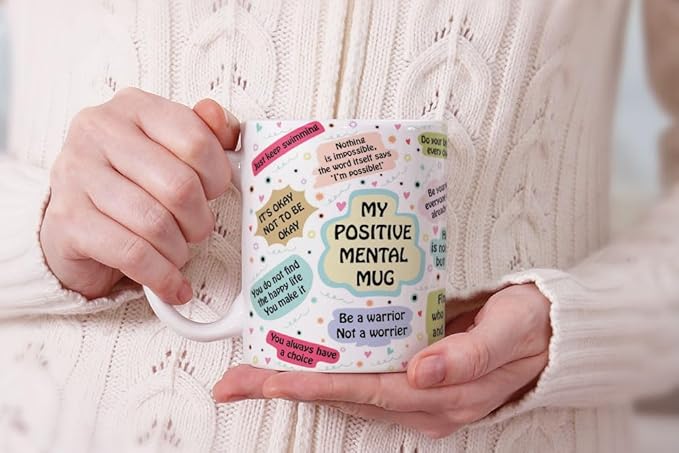 MUGBREW Positive Mental Quotes Ceramic Coffee Mug Tea Cup, 11 OZ