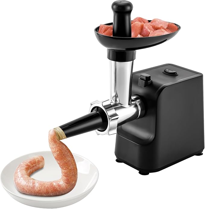 Meat Grinder, 1000W Electric Grinder For Meat with Attachments, Stainless Steel Sausage Maker Machine Kubbe Kit with 3 Grinding Plates Automatic Meat Grinder for Home & Kitchen (Black)