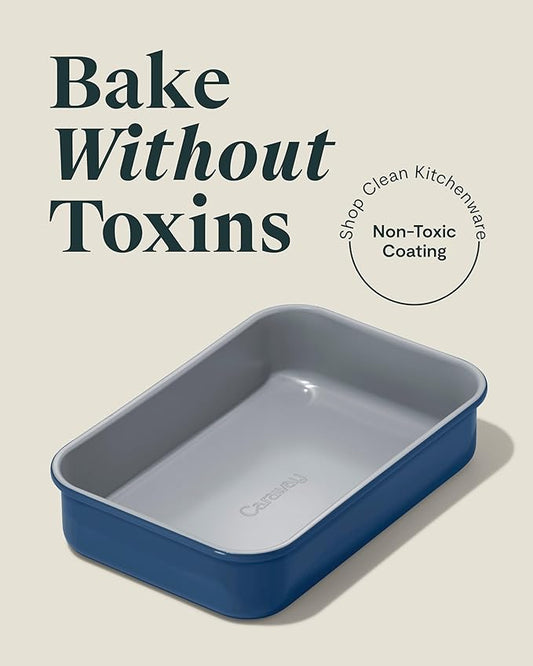 Caraway Nonstick 9β x 6.5β Small Rectangle Baking Pan β Non-Toxic, PTFE & PFOA Free β Aluminized Steel Core β Deep Ceramic Baking Pan for Casseroles, Lasagna & More - Navy