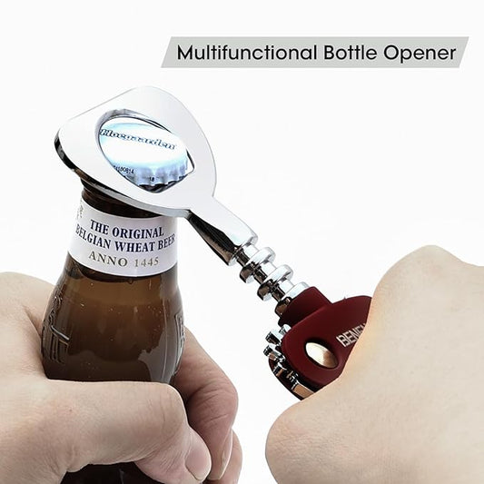 Beneno Wine Opener, Zinc Alloy Premium Wing Corkscrew with Multifunctional Bottles Opener, Sharp Wine Corkscrew with Ergonomic Non-Slip Wing Handle, Upgrade Purple