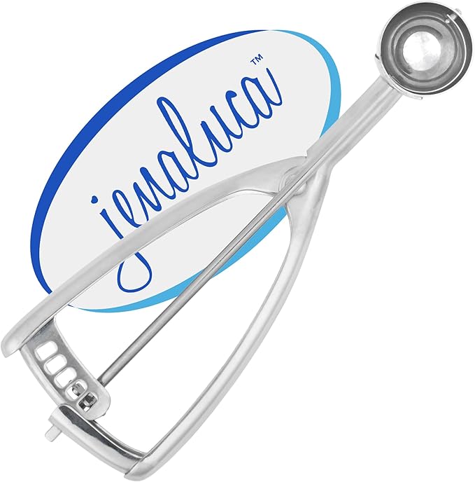 Jenaluca Small Scoop - Mini Cookie Scooper & Melon Baller - 2 Teaspoon Volume - Disher #100 stainless steel scoop for baking cookies & fruit balls