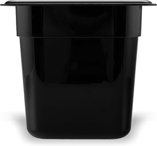 Carlisle FoodService Products Storplus 1/6-Size Plastic Food Pan, Food Storage Container, for Catering, Buffets, Restaurants, Polycarbonate, 1/6 Size, 6 Inches Deep, Black