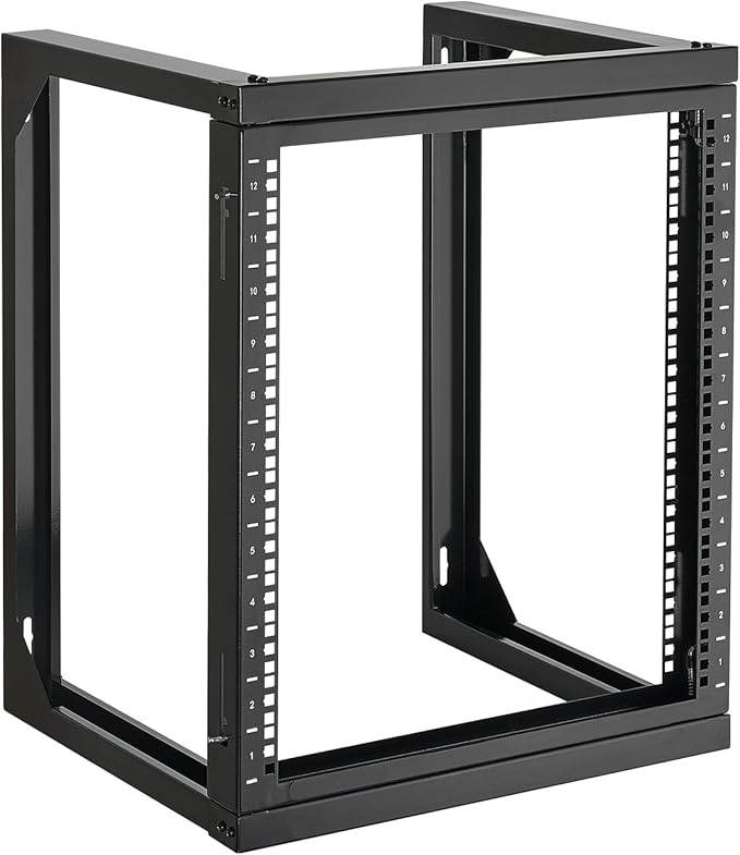 VEVOR 12U Open Frame Server Rack, Free Standing or Wall Mount Rack with 180 Degrees Gate Swing, Network Rack for 19" IT Equipment & A/V Devices