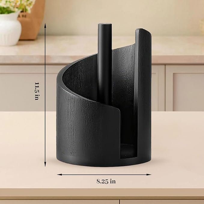 Mountain Wooden Paper Towel Holder Countertop - Modern Minimalist Large Capacity ,Sturdy Clear Texture Wooden Storage Organizer for Kitchen/Home/Office