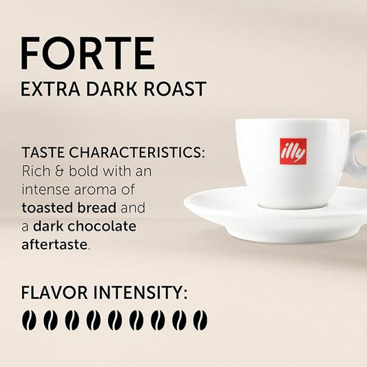 illy E.S.E. Coffee - Single-Serve Coffee Capsules & Pods - Forte Extra Dark Roast - Notes Of Dark Chocolate - For E.S.E Machines - Extraordinary Aroma & Body – 18 Count