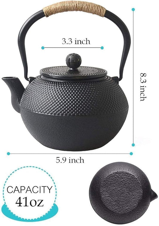 Hwagui - Large Cast Iron Teapot With Infuser For Varieties Of Loose Leaf Tea, Tea Bags, Black Tea Kettle Stovetop Safe 1200ml/41oz
