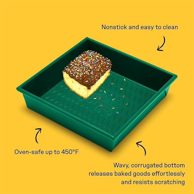 Great Jones Square One (Blueberry) | Nonstick 9.5x9.5-Inch Square Baking Pan | Signature Corrugated Bottom | Chemical-Free Nonstick Coating | Oven-Safe & Dishwasher-Friendly