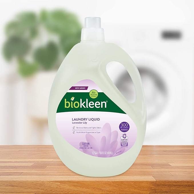 Biokleen Natural Laundry Detergent - 300 HE Loads - Liquid, Eco-Friendly, Plant-Based, No Artificial Fragrance, Colors or Preservatives, Lavender Lily, 150 Fl Oz