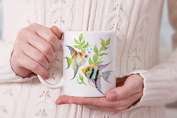 MUGBREW Freshwater Angelfish (Pterophyllum Scalare) Ceramic Coffee Mug Tea Cup, 11 OZ