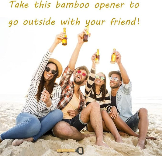 2PCS Bamboo Bottle Openers,Beer Bamboo Bottle Openers,Soft Drinks-Handcraft Handle(yellow)