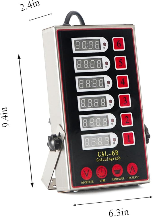 6 Channel Kitchen Timers for Cooking,Commercial Kitchen Timer Stainless Steel LED Technology Kitchen Timer Digital, Restaurant Kitchen Supplies,Reminder Function, Loud Alarm 110v