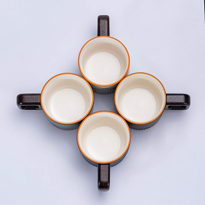 Espresso Cups Set of 2, 2 oz Ceramic Espresso Cups, Demitasse Cups for Tea or Coffee (Gray)