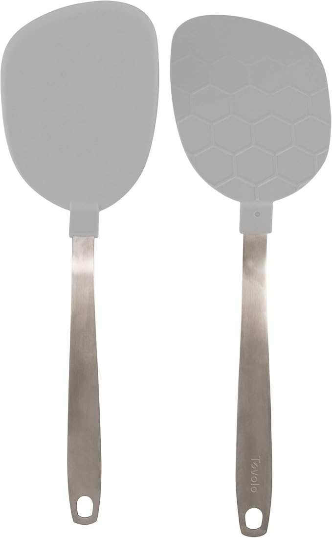 Tovolo Jumbo Nylon Flex Turner, Oversized Pancake Turner, Flexible Kitchen Spatula for Non-Stick Cookware, Scratch-Resistant Nylon Kitchen Utensil for Cooking & Flipping Eggs, Oyster Gray