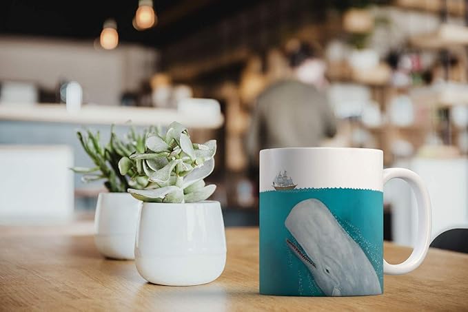 MUGBREW White Whale Moby Dick Ceramic Coffee Mug Tea Cup, 11 OZ