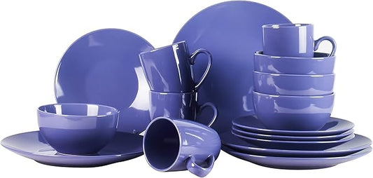 Color Wave Stoneware 16pc Dinnerware Set, Light Blue