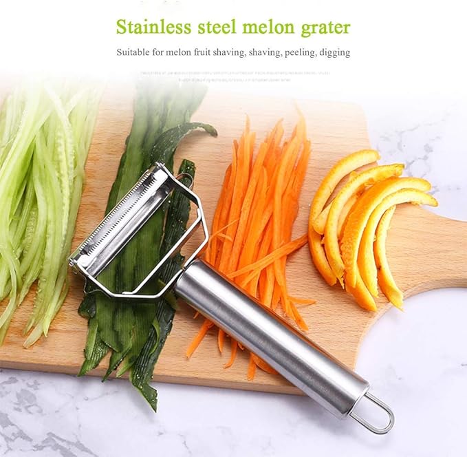 Vegetable Peeler,SZYIKUER Stainless Steel 2 in 1 Julienne Vegetable Peeler Perfect for Carrot Potato Melon Gadget Vegetable Fruit